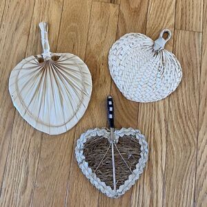 Vintage‎ Seagrass Set of 3 Fan gallery Wall Decor Natural woven Rattan Wicker